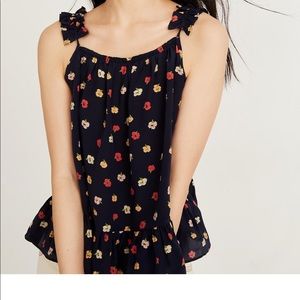 Petite Silk Ruffle-Strap Cami Top Confetti Floral